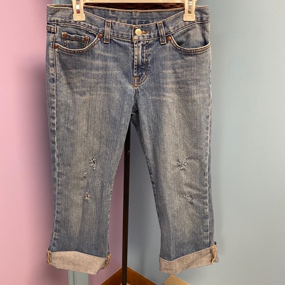 Lucky Brand Denim - Lucky Brand Dungarees Distressed Mid Rise Jeans